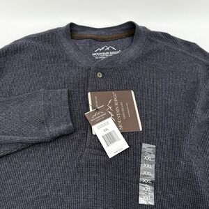 Mountain Ridge Mens XXL Henley Shirt Long Sleeve Blue Cotton Polyester easy care